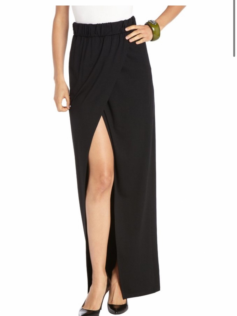Rachel Zoe NEW NWT Women’s High-Waist Maxi Skirt Front Slit Black Petite